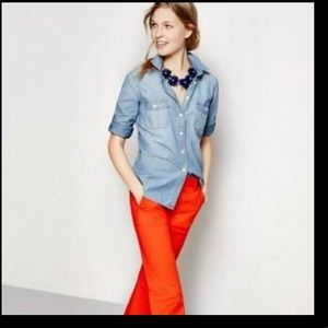 J crew chambray top with roll sleeves